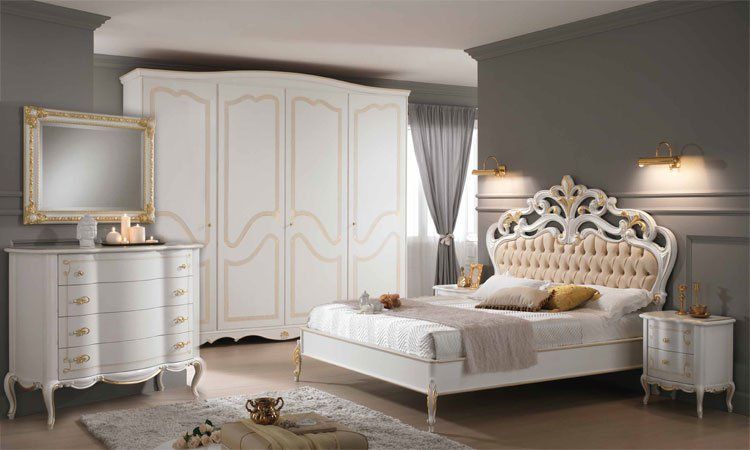 Schlafzimmer Classici Ischia Weiß-Gold